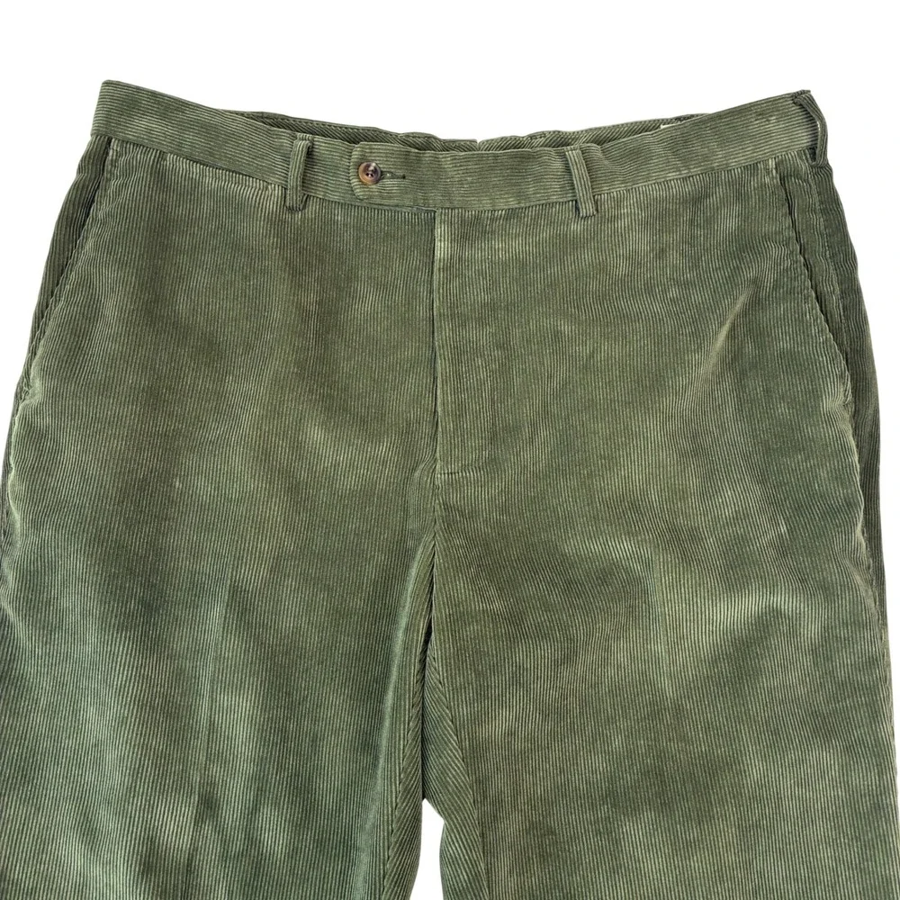 Peter Millar Mens 38x31 Olive Green Corduroy Pants Superior Soft Straight Leg
